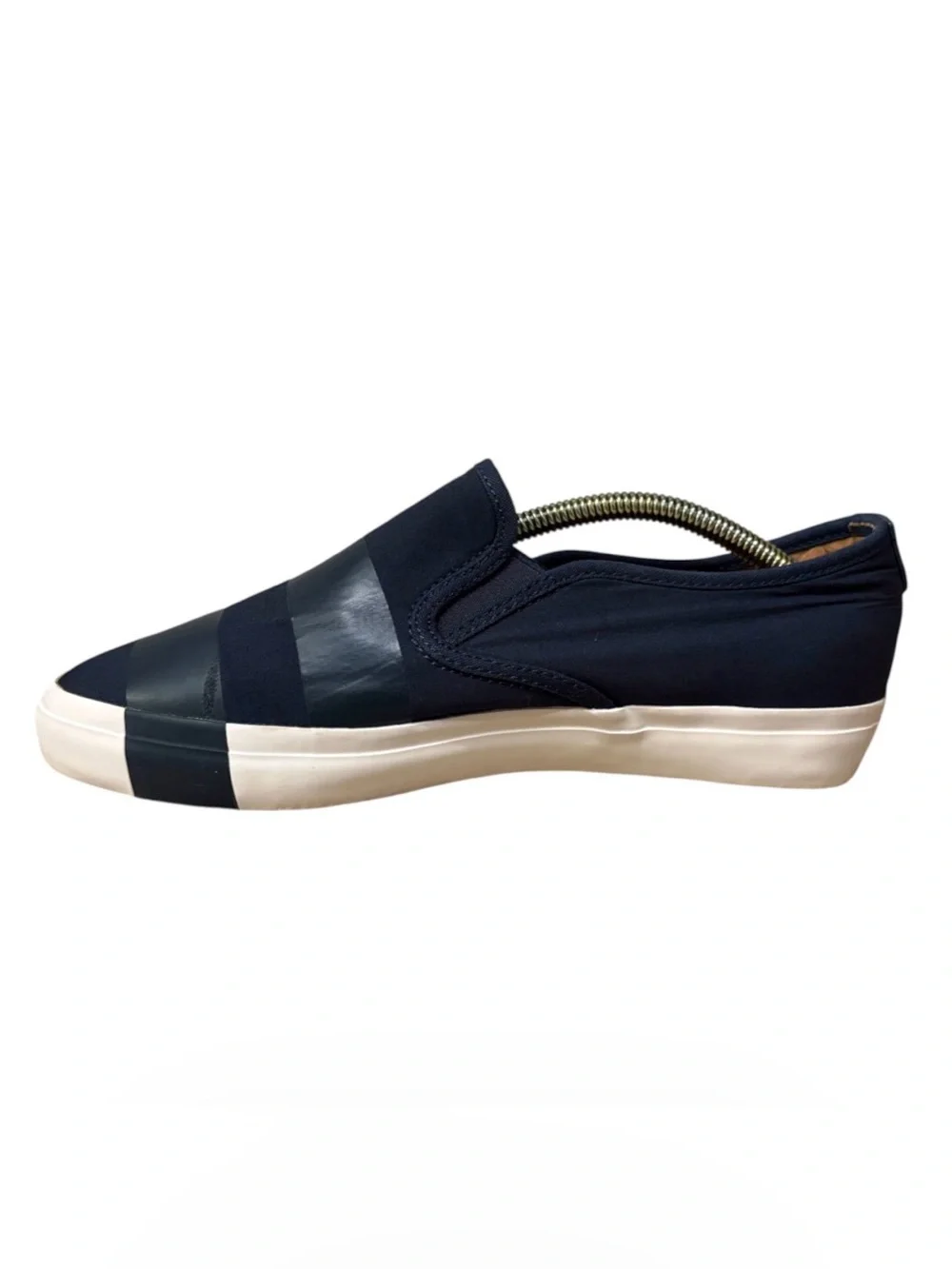 The Office Of Angela Scott Navy Stripe Women’s Canvas Slip-On Sneaker Shoes Sz 9